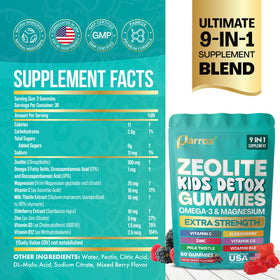 Parrox Gummies Détox Enfants 9-en-1 saveur fruits rouges sur une table