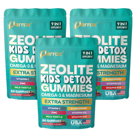 Parrox Gummies Détox Enfants 9-en-1 vue avant avec emballage