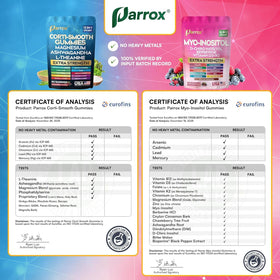 Parrox gummies with fresh ingredients around