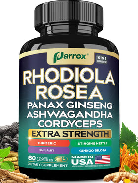 Parrox Rhodiola Rosea 8-en-1 complément alimentaire 60 capsules vue de face