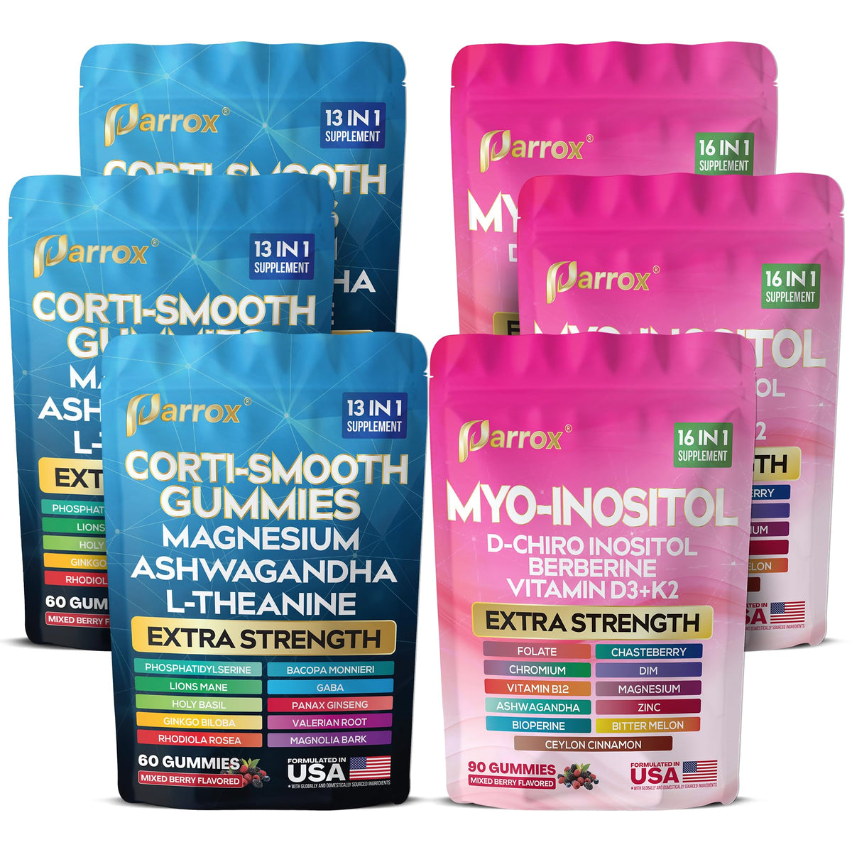 Parrox Soothe & Smooth Bundle Gummies - 150 gummies pack front view