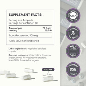 partiQlar Complément Alimentaire Trans-Resvératrol 500mg ingrédients