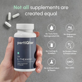 partiQlar L-Theanine 200mg 60 capsules avec café