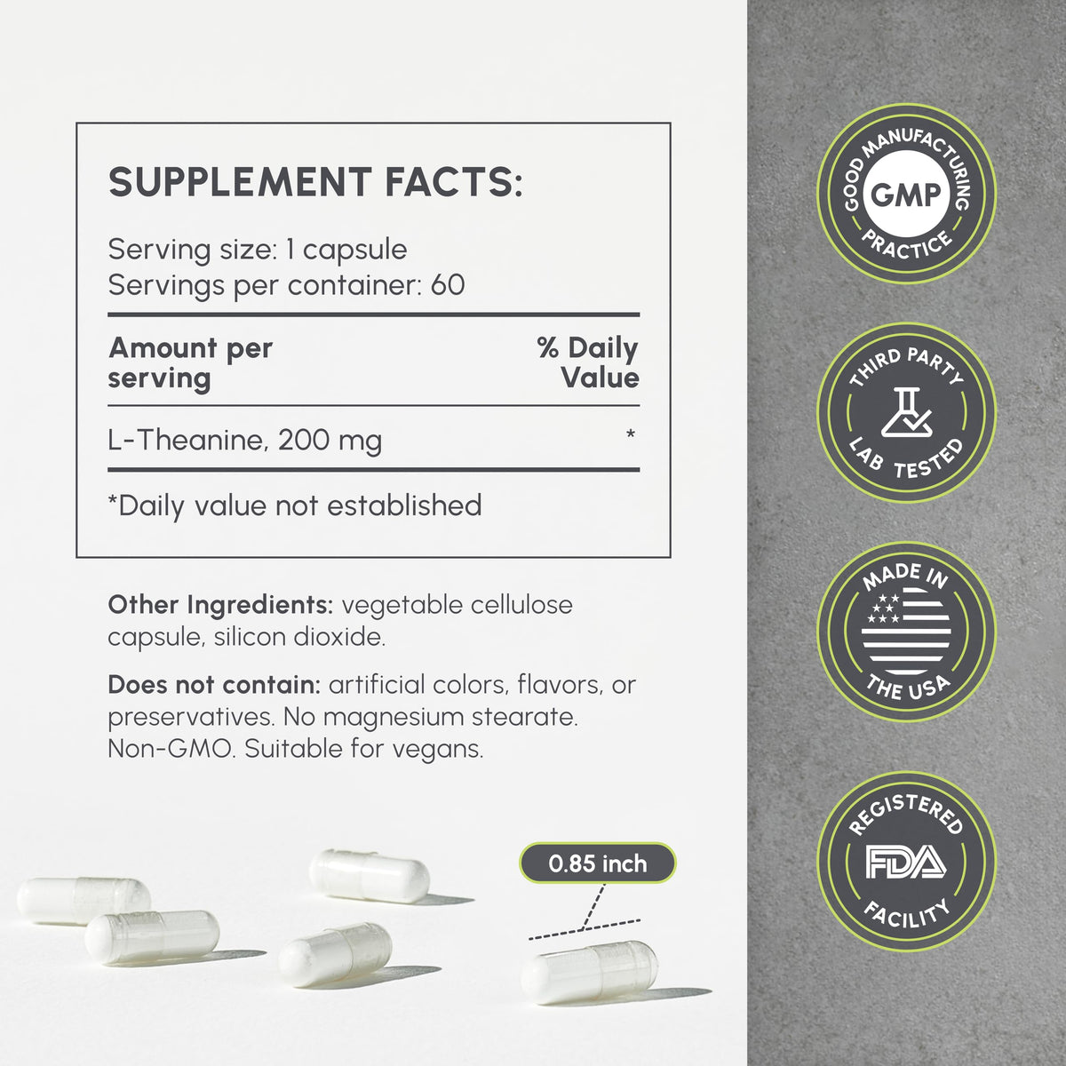 partiQlar L-Theanine 200mg 60 capsules emballage