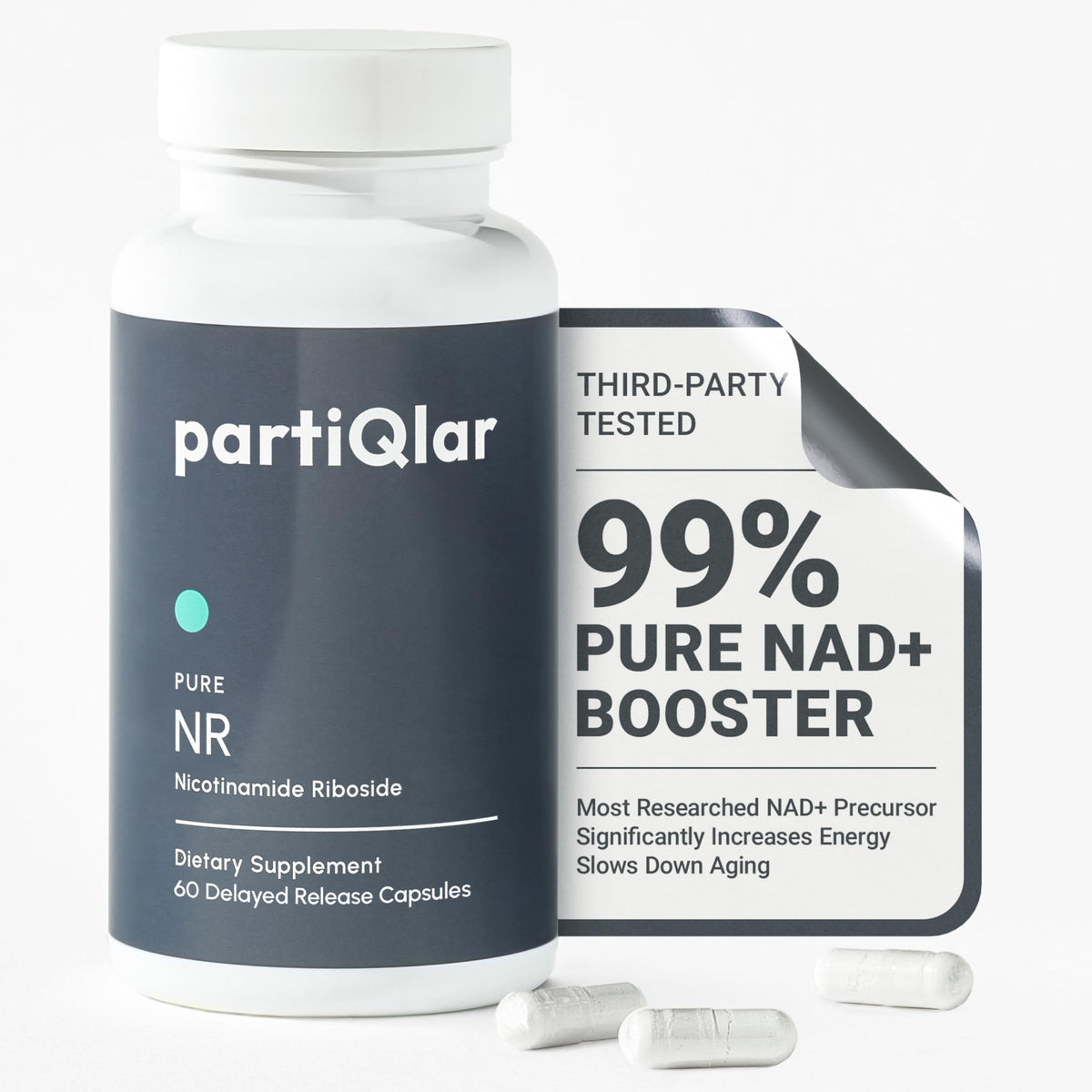 partiQlar NR complément Nicotinamide Riboside 60 capsules vue de face