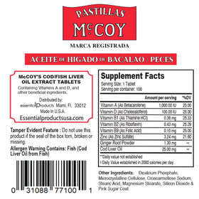Pastillas McCoy Huile de Poisson 40 Capsules ouvertes