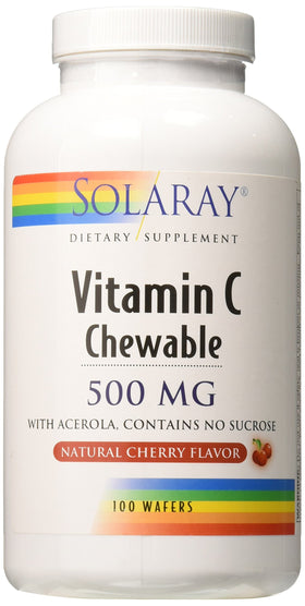 Pastilles à mâcher Vitamine C SOLARAY 500 mg dans une main
