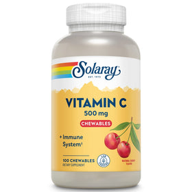 Pastilles à mâcher Vitamine C SOLARAY 500 mg saveur cerise naturelle face avant