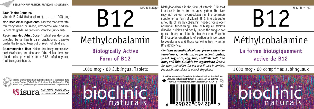 Pastilles B12 Methylcobalamin de Bioclinic Naturals dans un environnement naturel