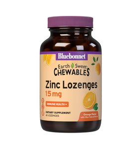 Pastilles de zinc BlueBonnet EarthSweet 15mg goût orange, 60 pastilles