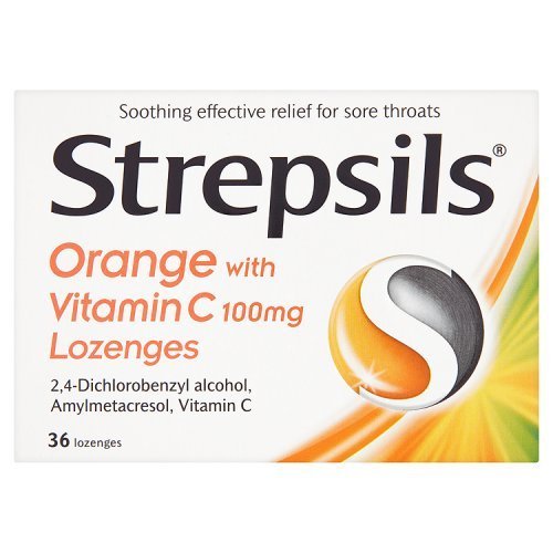 Pastilles Strepsils Orange avec Vitamine C, 36 unités