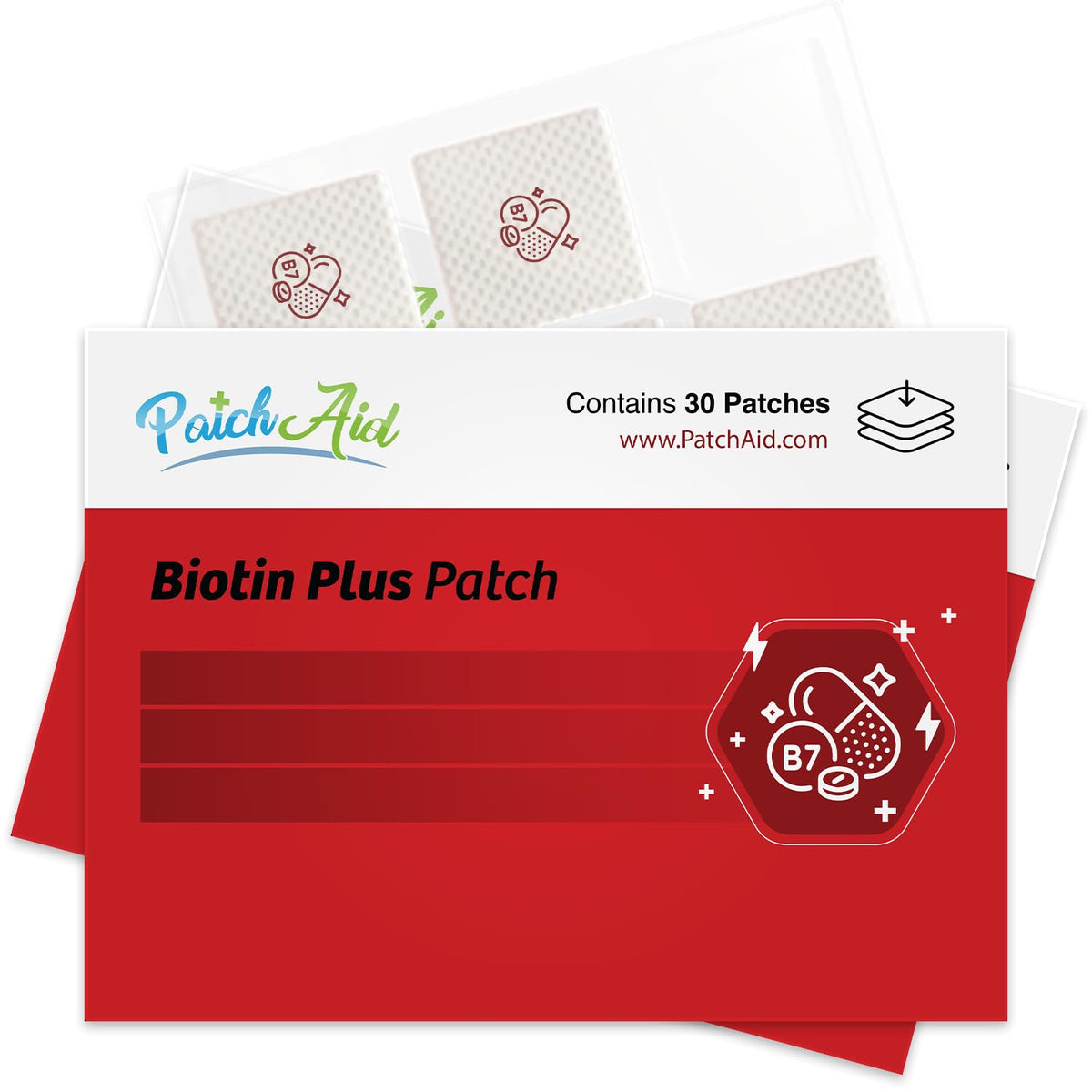 Patch Aid Biotin Plus Patch Topique en vue de face avec design transparent
