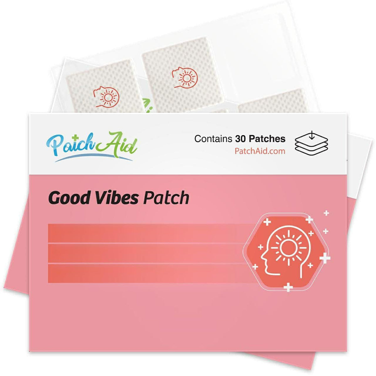 Patch Aid Patch Good Vibes vue avant avec dimensions de l'emballage