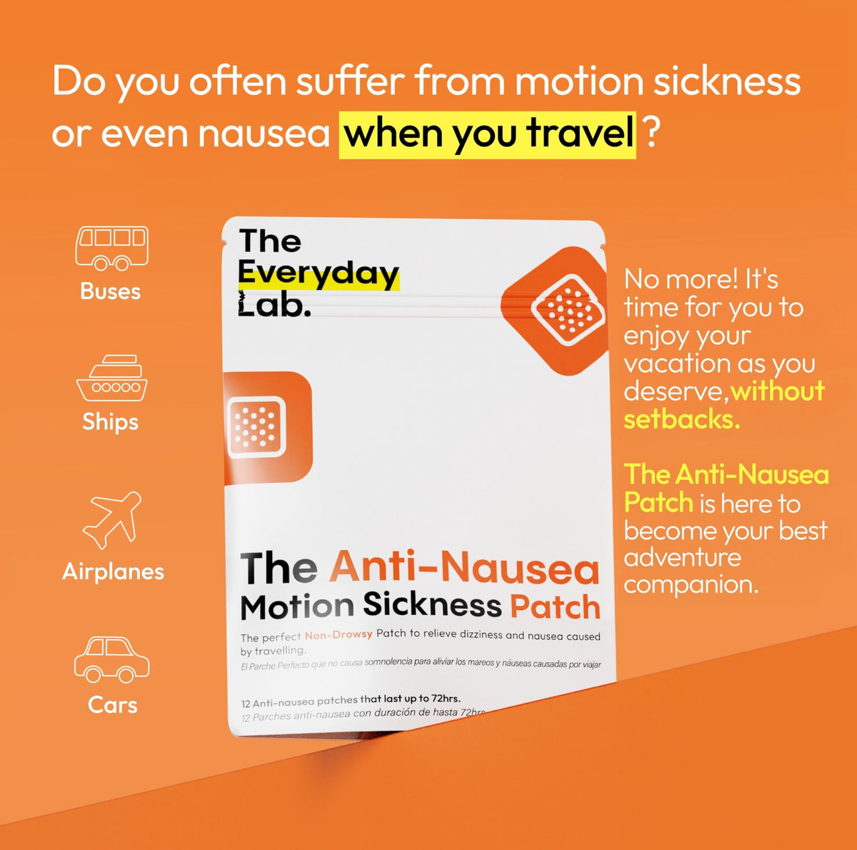 Patch anti-nausée THE EVERYDAY LAB en situation de voyage