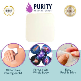 Patch au chanvre Purity Hemp Naturals affiché sur un fond neutre