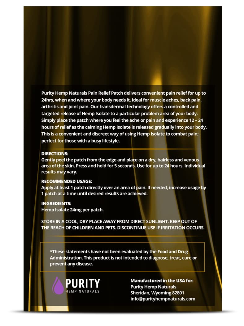 Patch au chanvre Purity Hemp Naturals, application sur la peau