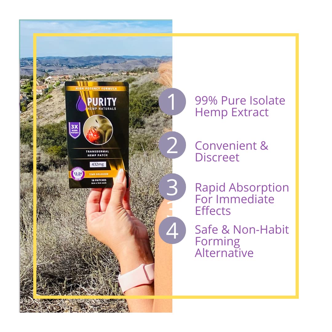 Patch au chanvre Purity Hemp Naturals sur une main, taille réelle