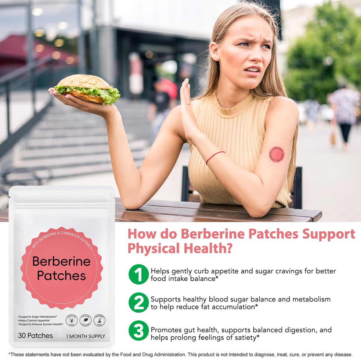 Patch de berbérine avec indication de l'utilisation pendant 8 heures