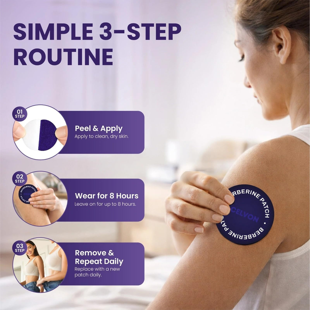 Patch de Berbérine CELVON application sur la peau