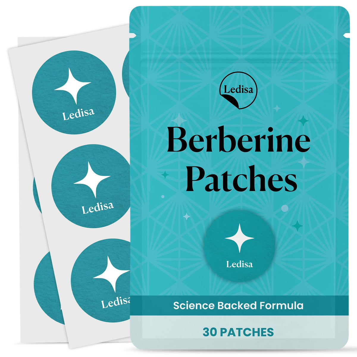 Patch de berbérine Ledisa avec ingrédients naturels sur un fond blanc