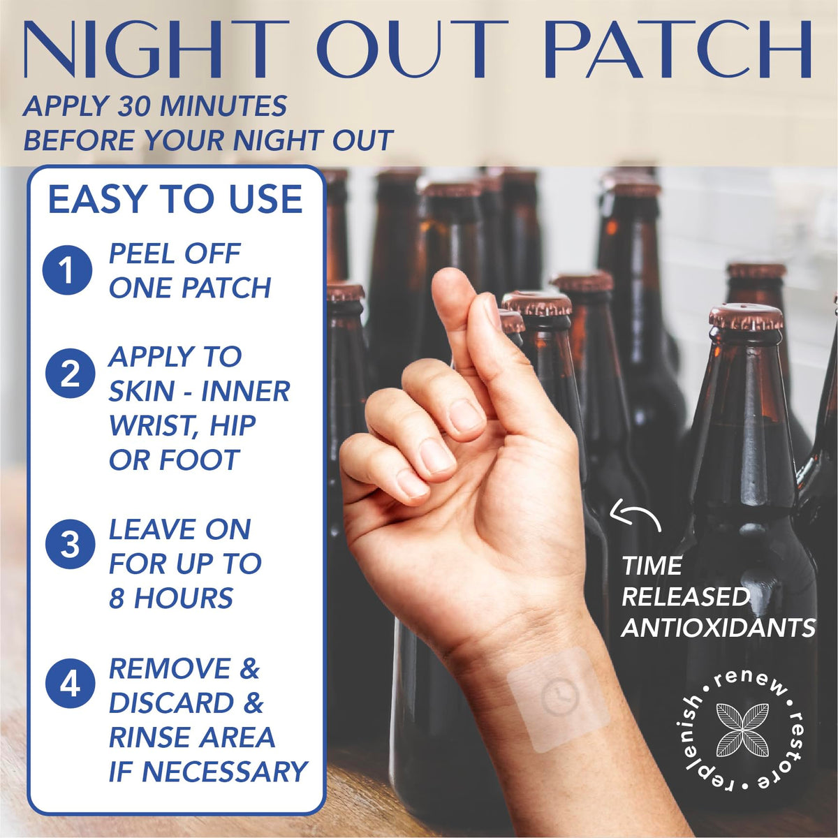 Patch de nuit Laki Naturals appliqué sur le poignet