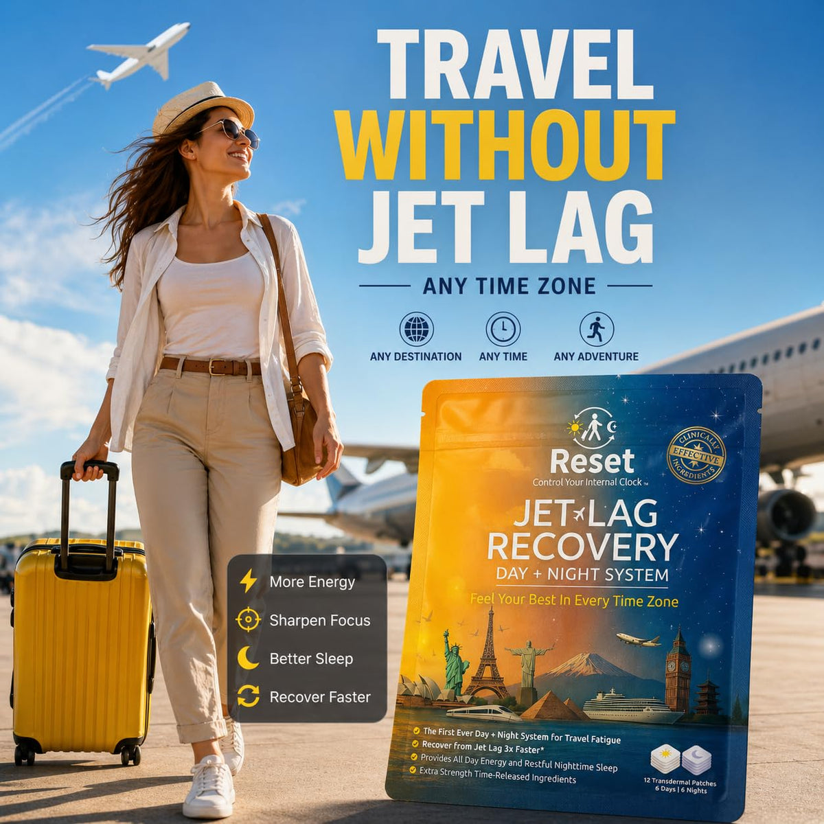 Patch de nuit Reset Jet Lag en gros plan