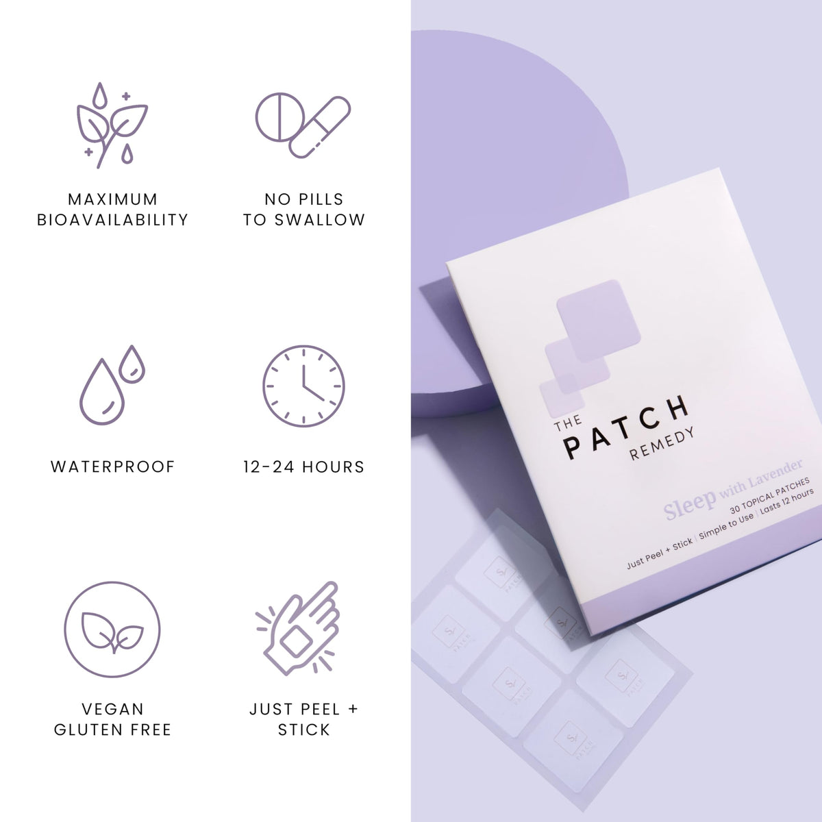 Patch de sommeil à la lavande sur une main