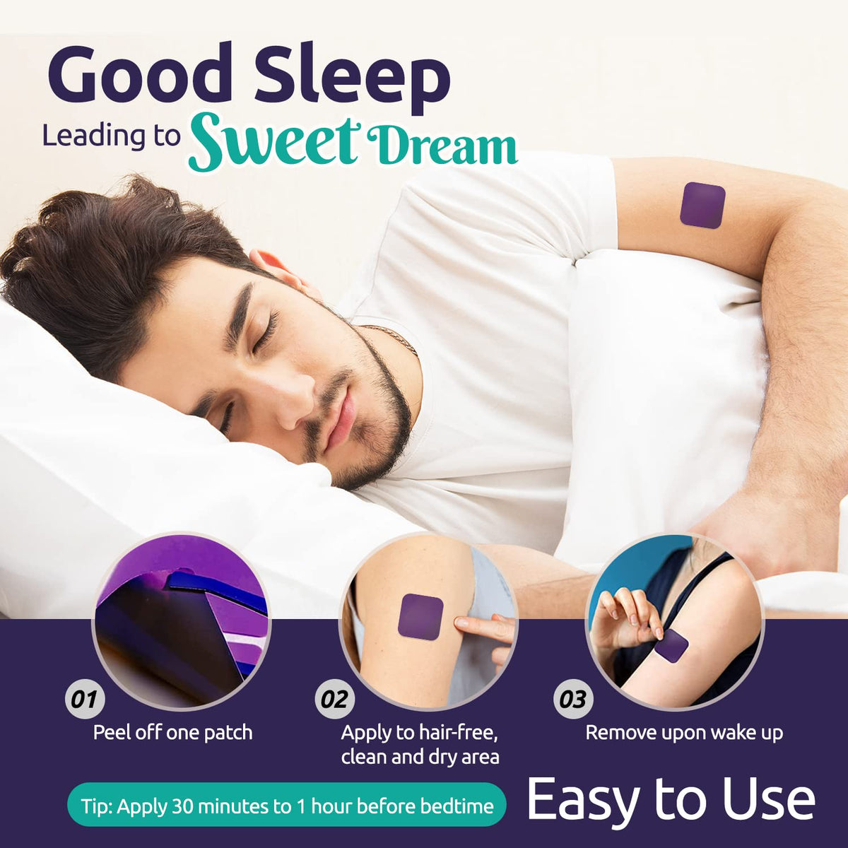 Patch de sommeil Ashania, instructions d'application