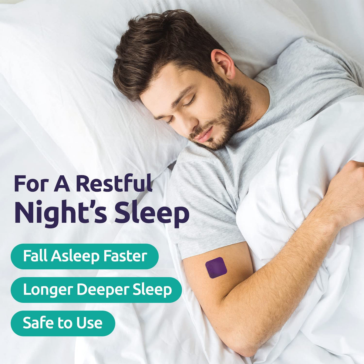 Patch de sommeil Ashania sur le bras, application facile