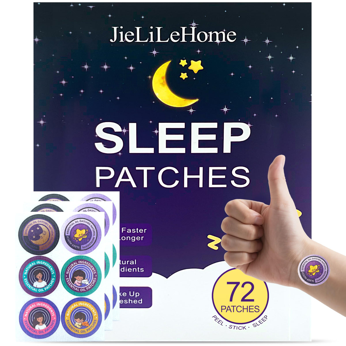Patch de sommeil JieLiLeHome vue de face avec emballage