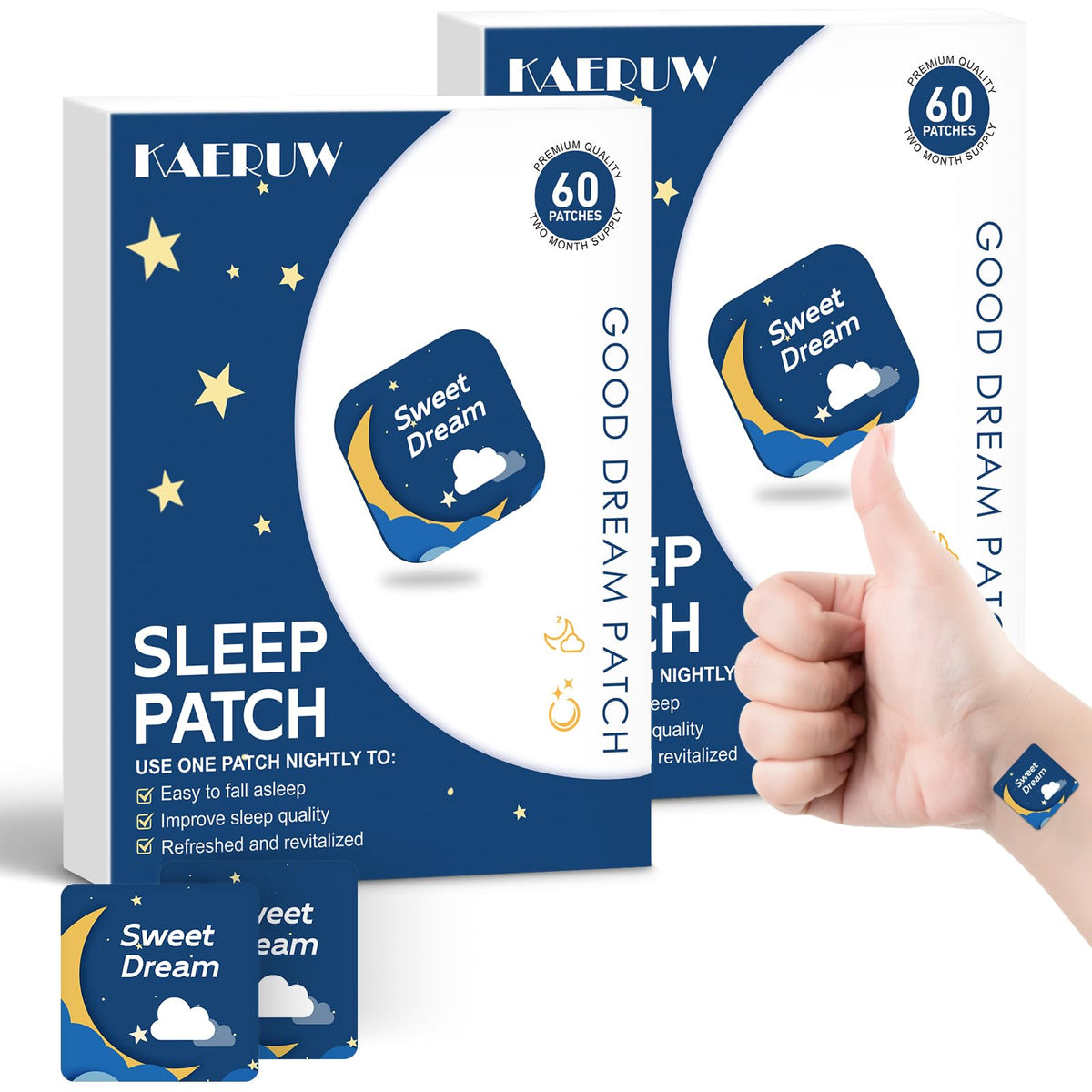 Patch de sommeil Kaeruw vue de face avec emballage