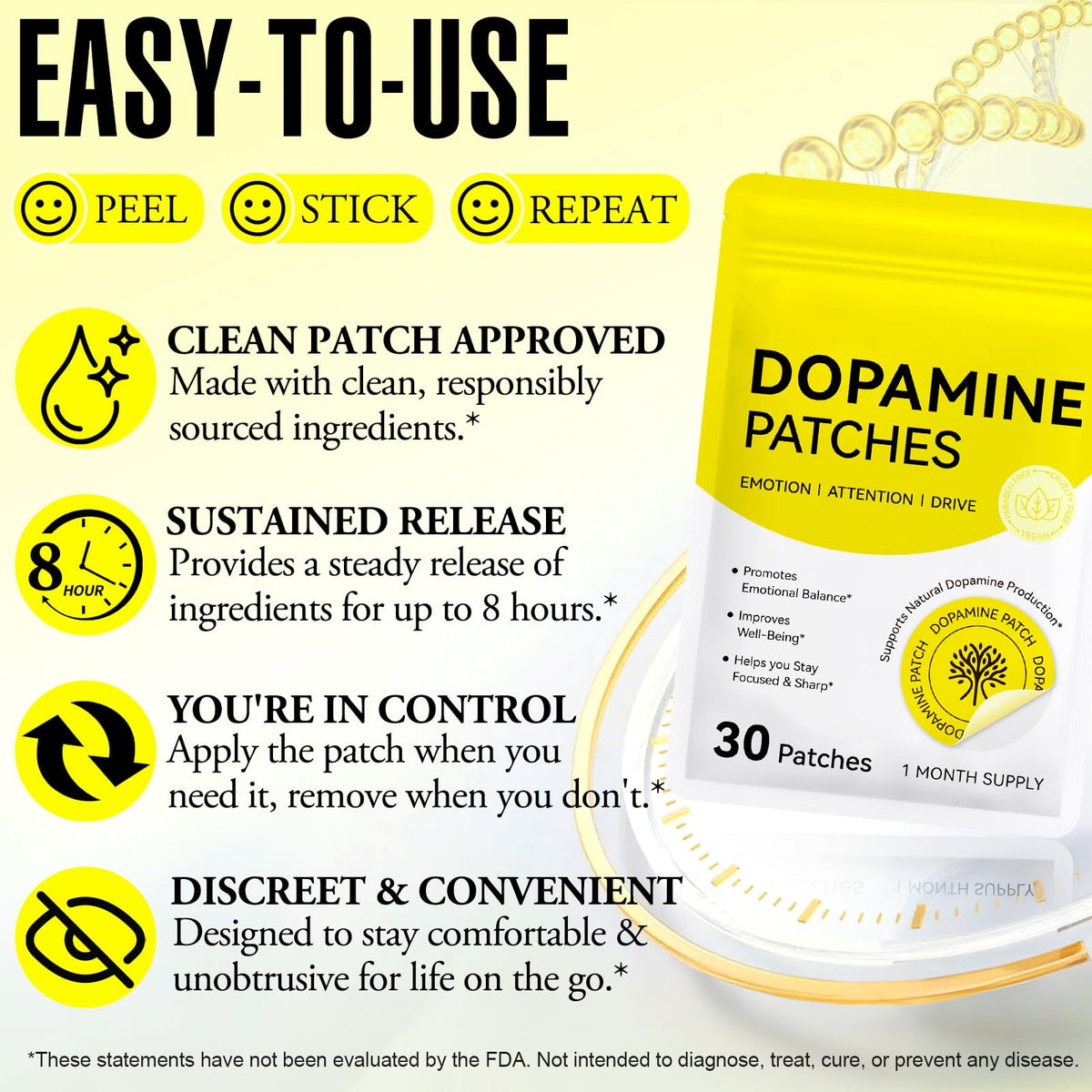 Patch Dopamine WELOSUER avec mise en avant des ingrédients