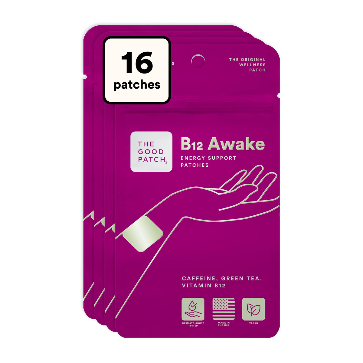 Patch Énergisant B12 The Good Patch vue de face avec emballage