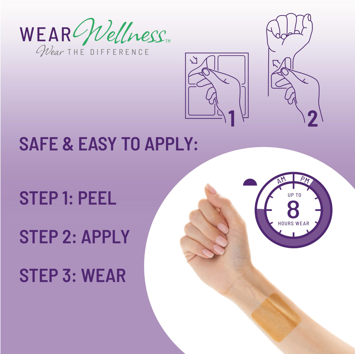 Patch Film Wear Wellness appliqué sur la peau