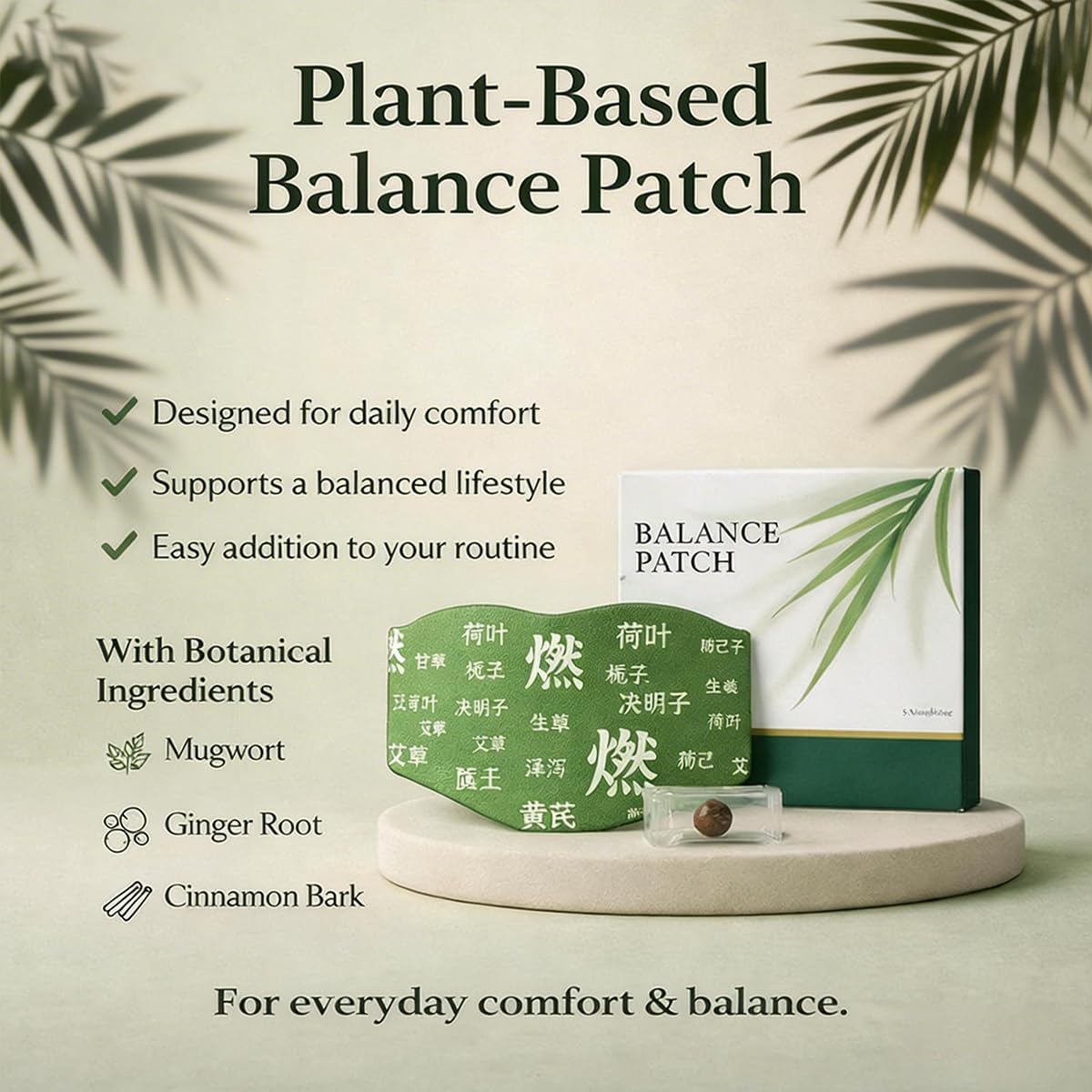 Patch Herbal Japonais Équilibre sur peau propre, application facile