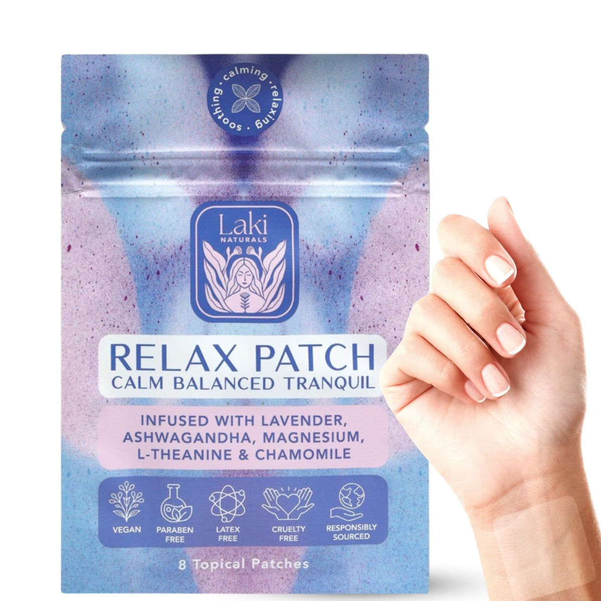 Patch Laki Naturals au soutien calmant, pack de 8 unités