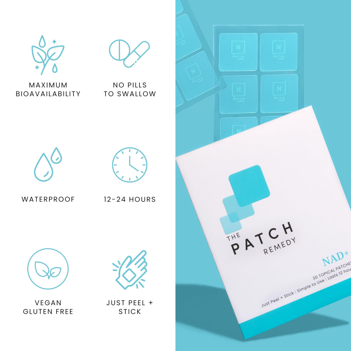 Patch NAD+ The Patch Remedy, application sur la peau