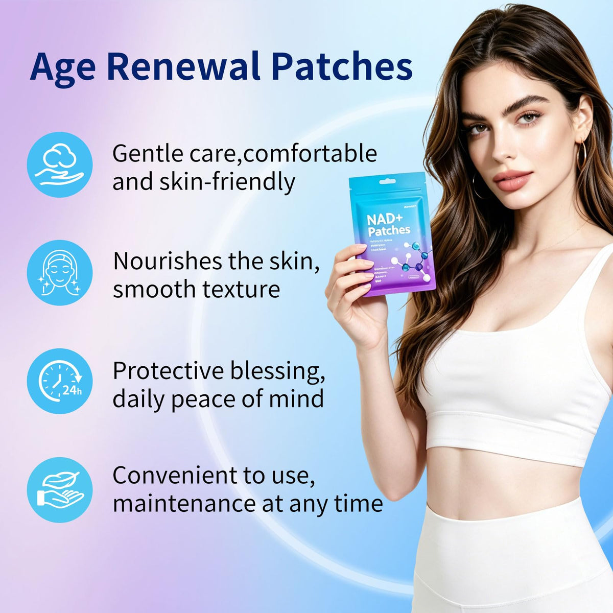 Patch NAD+ Zurfoup appliqué sur une peau propre