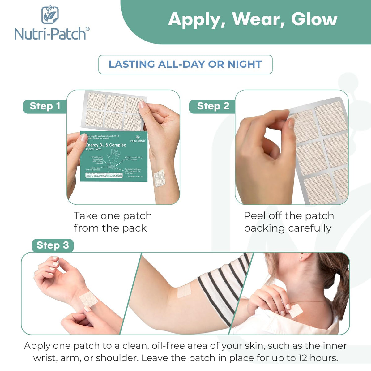 Patch NUTRI-PATCH appliqué sur la peau