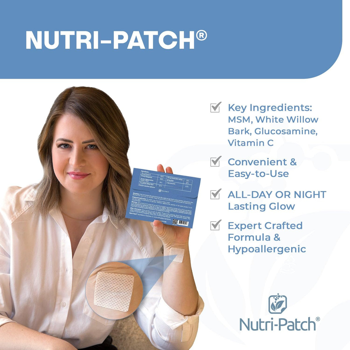 Patch NUTRI-PATCH Inflam sur peau, application sur le bras