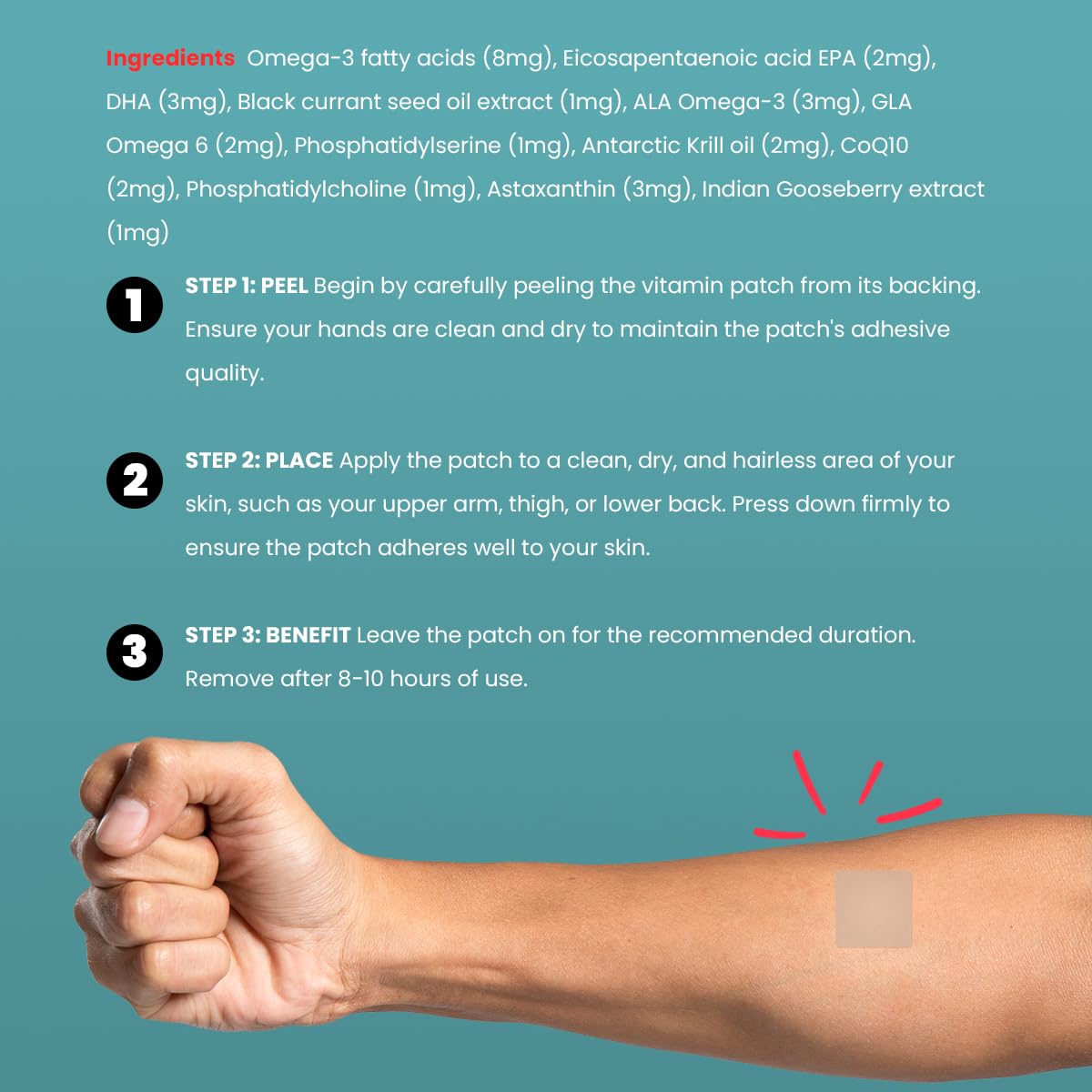 Patch Omega-3 Veru Wellness sur la peau