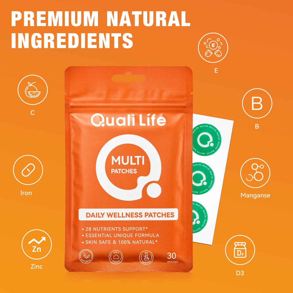 Patch QualiLife appliqué sur la peau, démonstration d'utilisation
