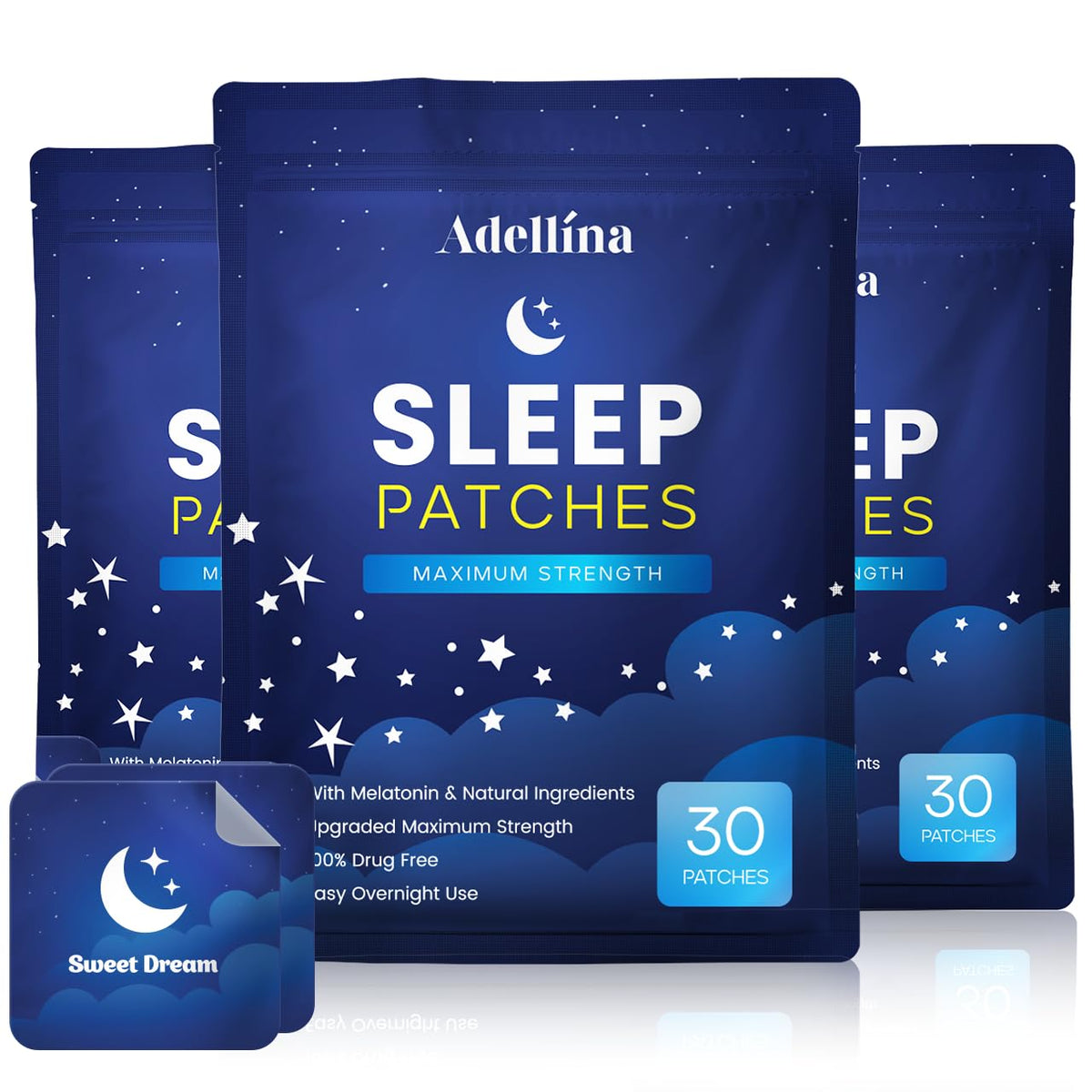 Patches Adellina de bien-être vue de face, pack de 90 unités