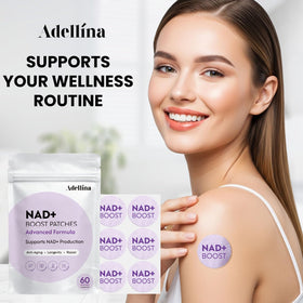 Patches Adellina NAD+ appliqués sur la peau