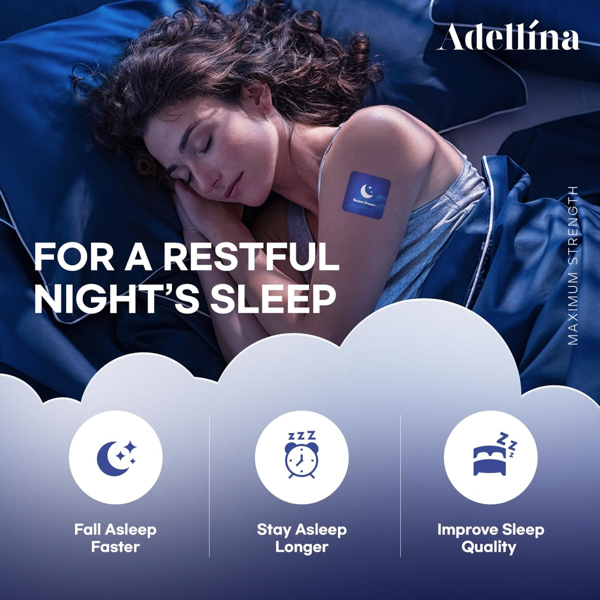 Patches Adellina sur un poignet, montrant l'adhésif confortable