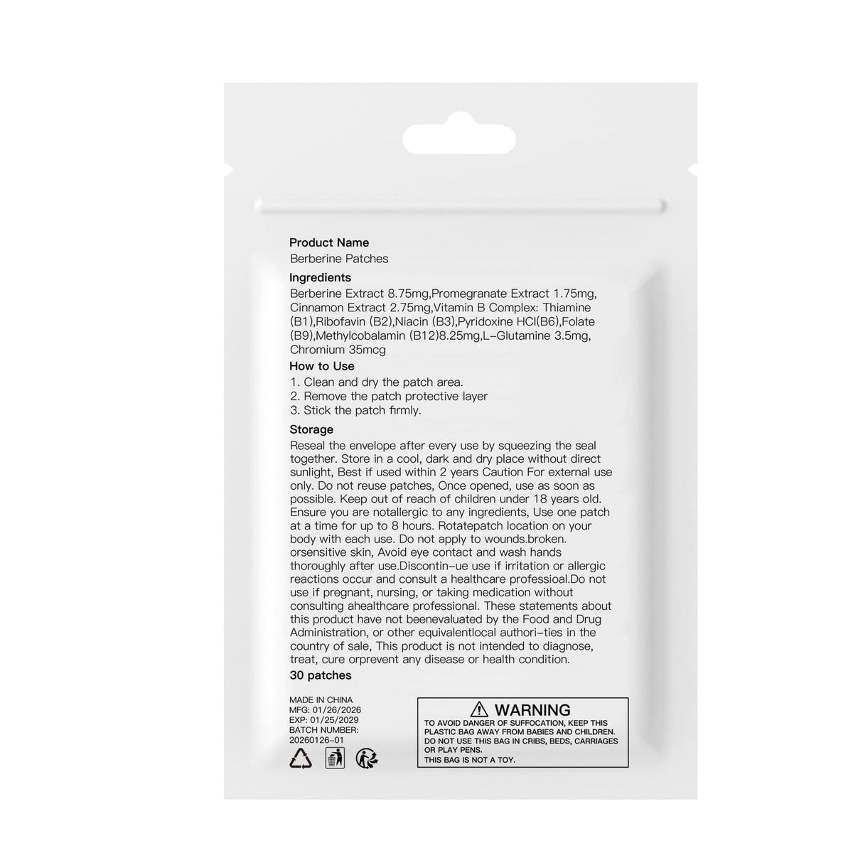 Patches de Berbérine Zurfoup avec des ingrédients naturels