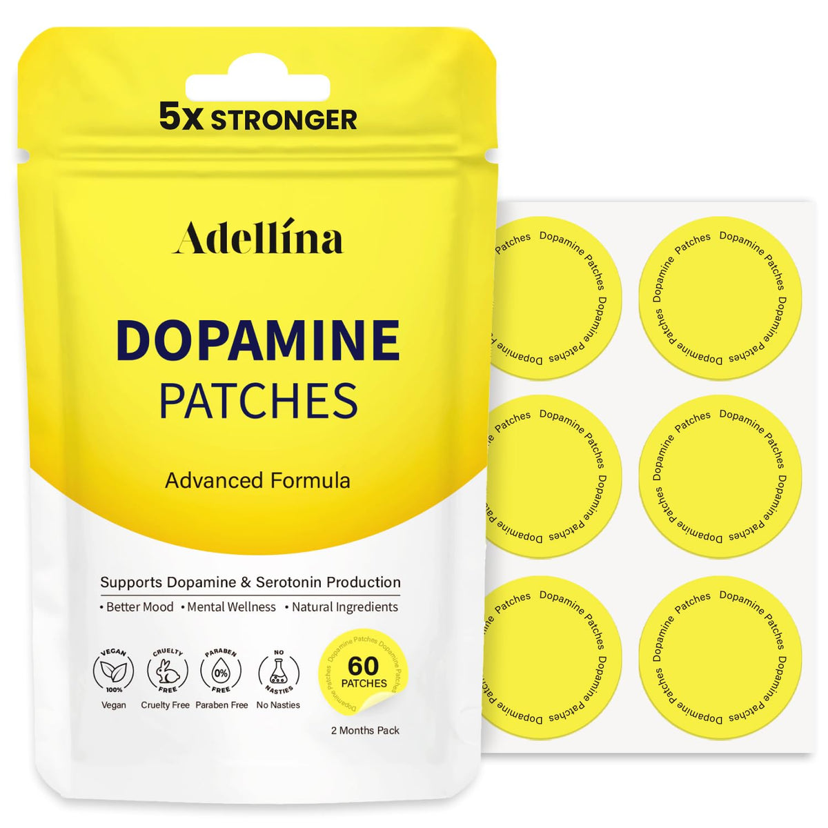 Patches de dopamine Adellina Extra Fort 60 unités emballage avant