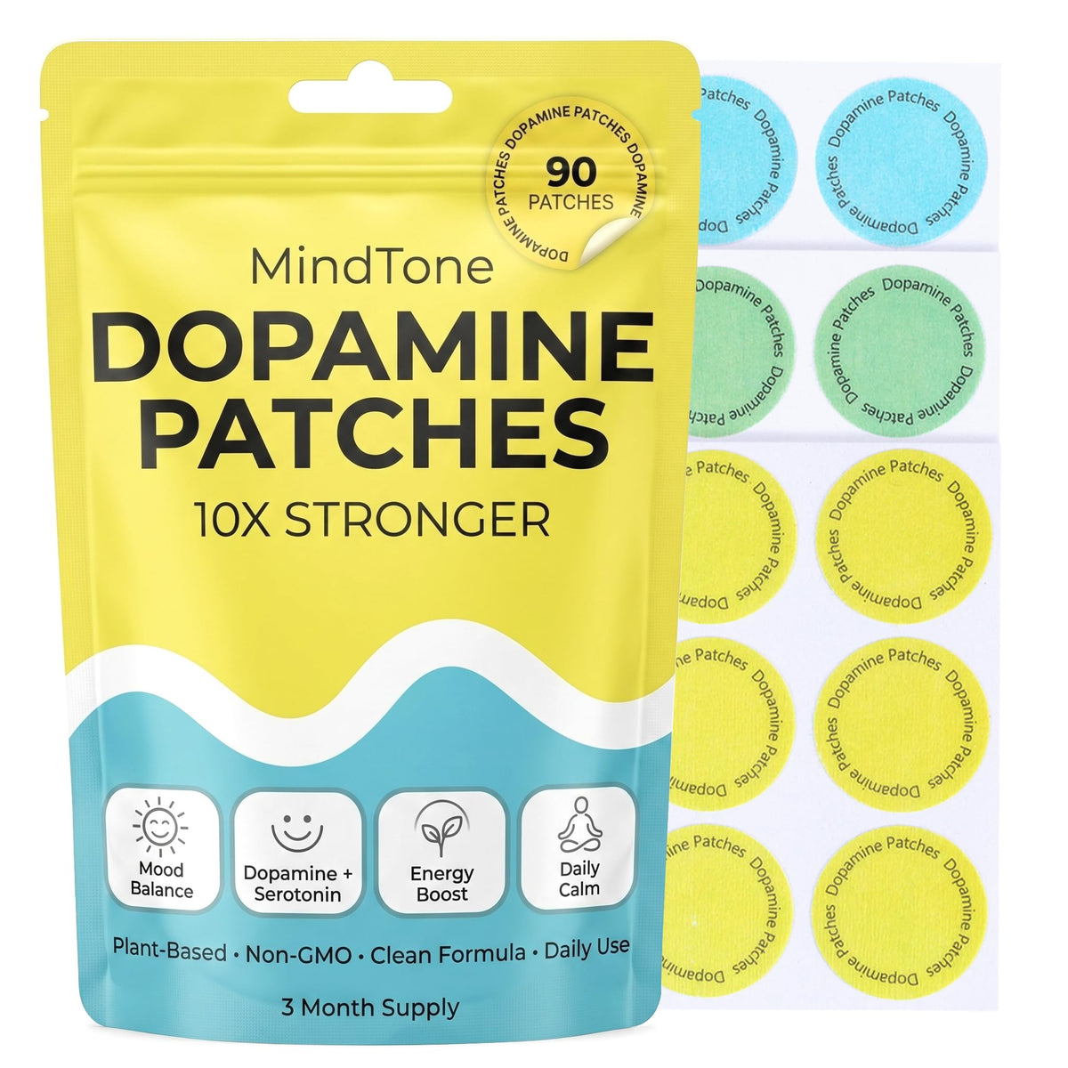Patches de dopamine MindTone vue avant avec emballage