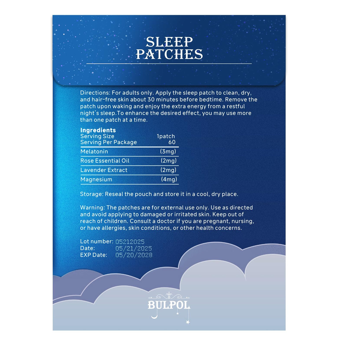 Patches de sommeil BULPOL - utilisation facile