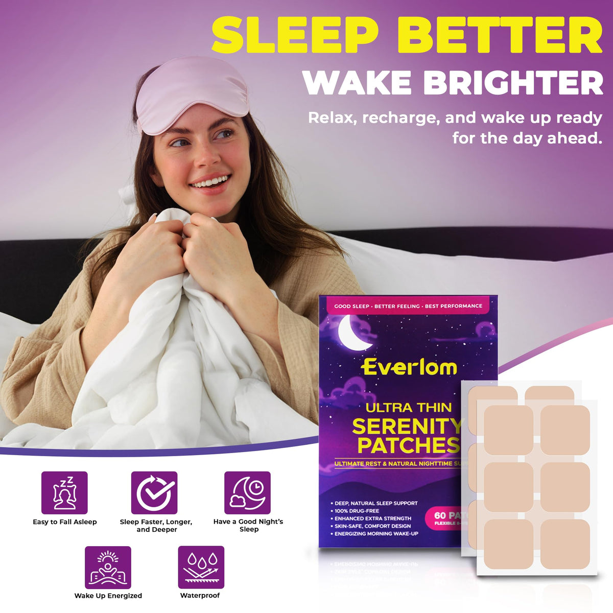 Patches de sommeil Everlom avec un fond apaisant